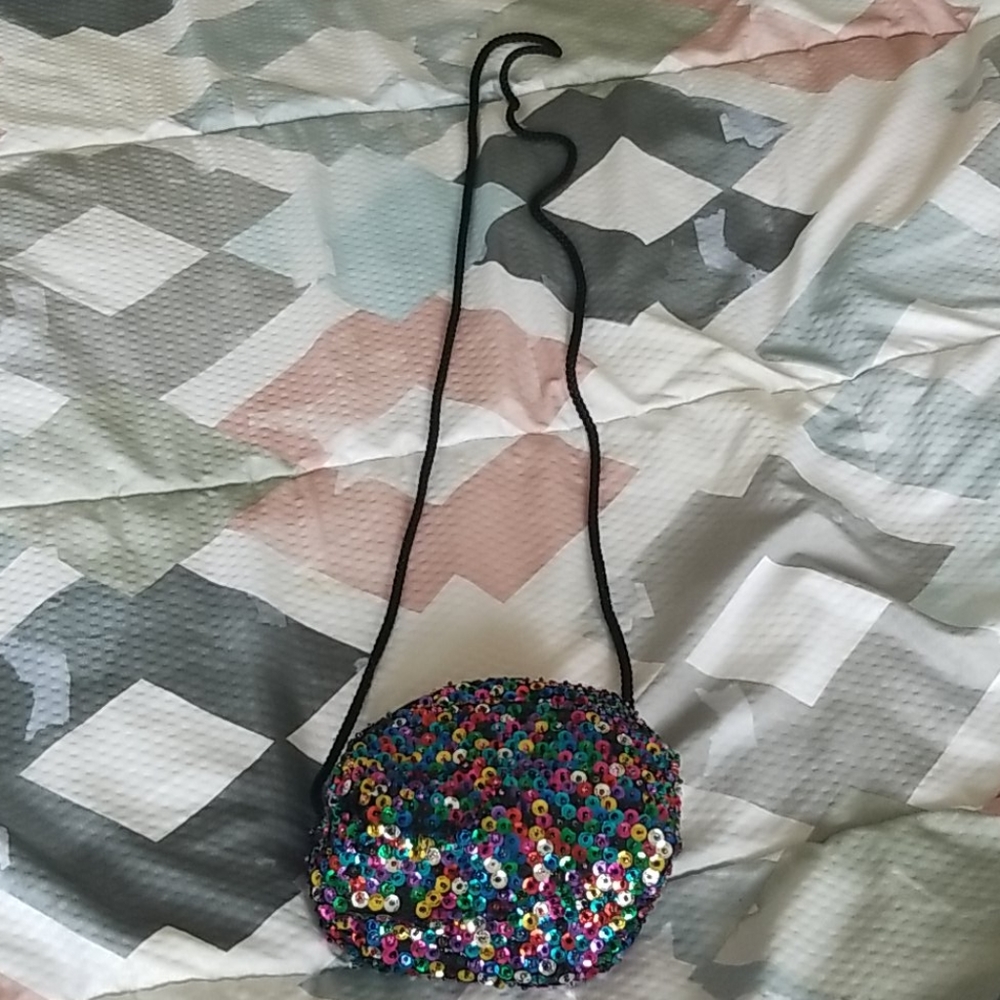 Little girls sparkly sequin multi colored purse